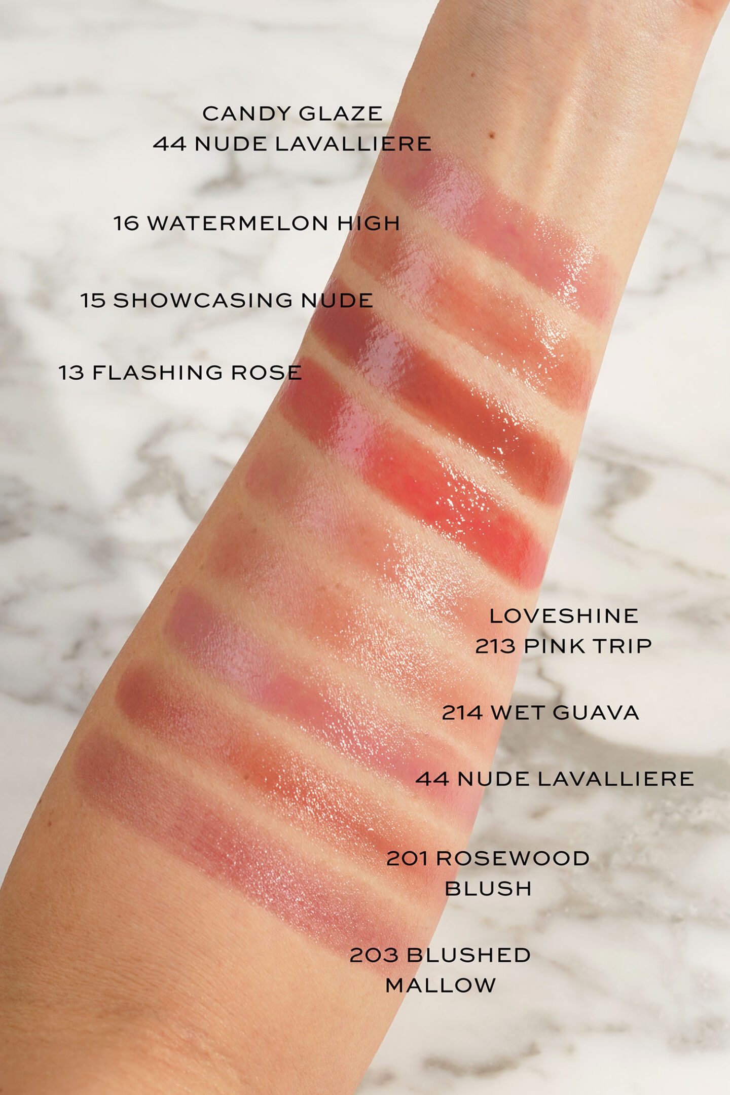 YSL Candy Glaze and Loveshine swatches