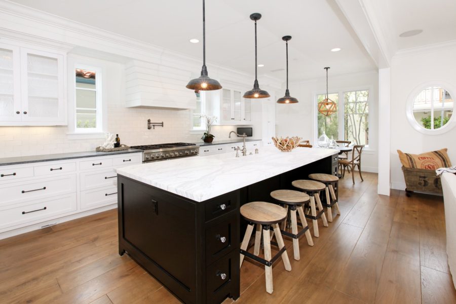 Two Tone Cabinets and Island