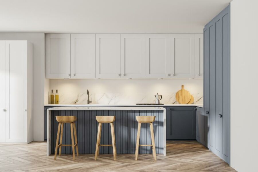 Black and Wood Two Tone Cabinets
