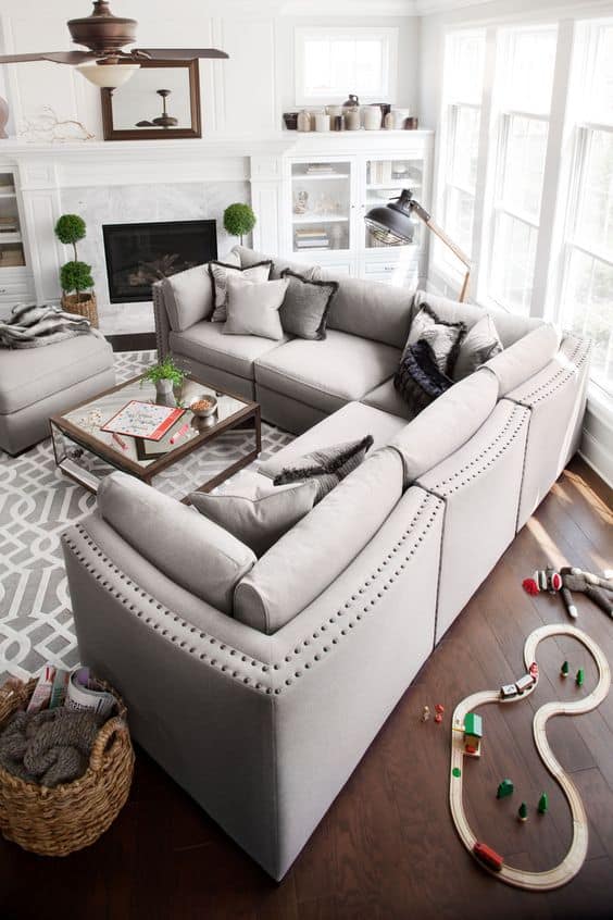 Studded Curved Couch