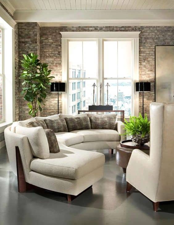 Classic Beige Curved Sofa