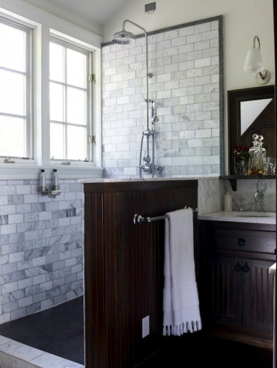 Walk In Shower Tile Idea - Gray Subway Tile Shower