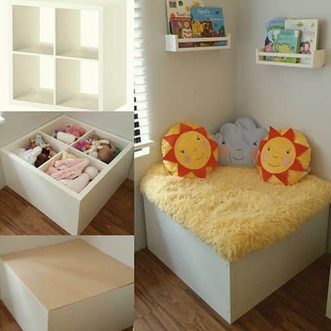 toy storage and reading nook