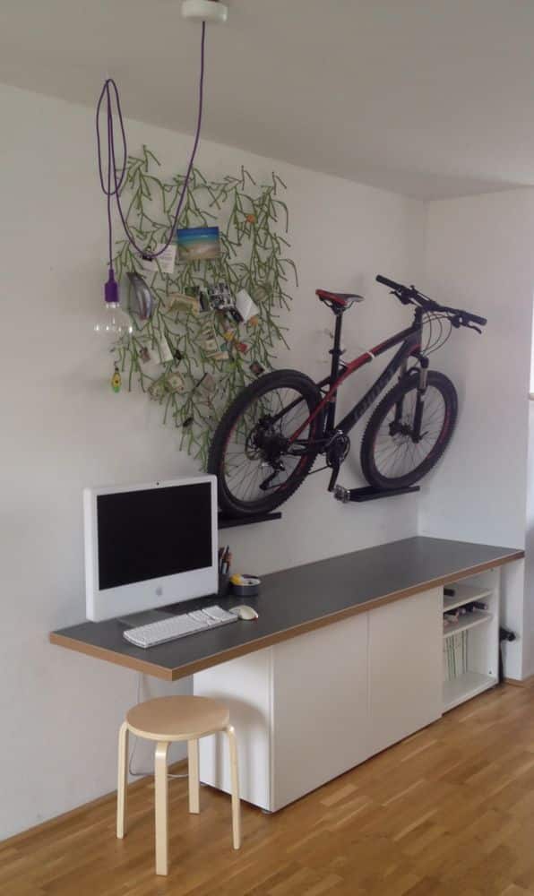 bike rack using IKEA picture ledge hack