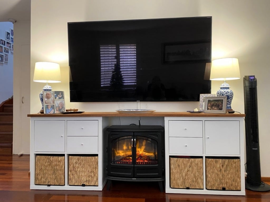 fireplace surround with KALLAX shelf