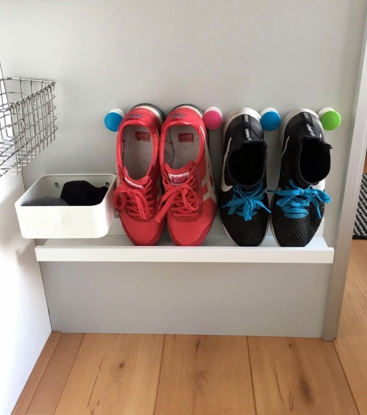 shoe shelf using IKEA Picture Ledge  