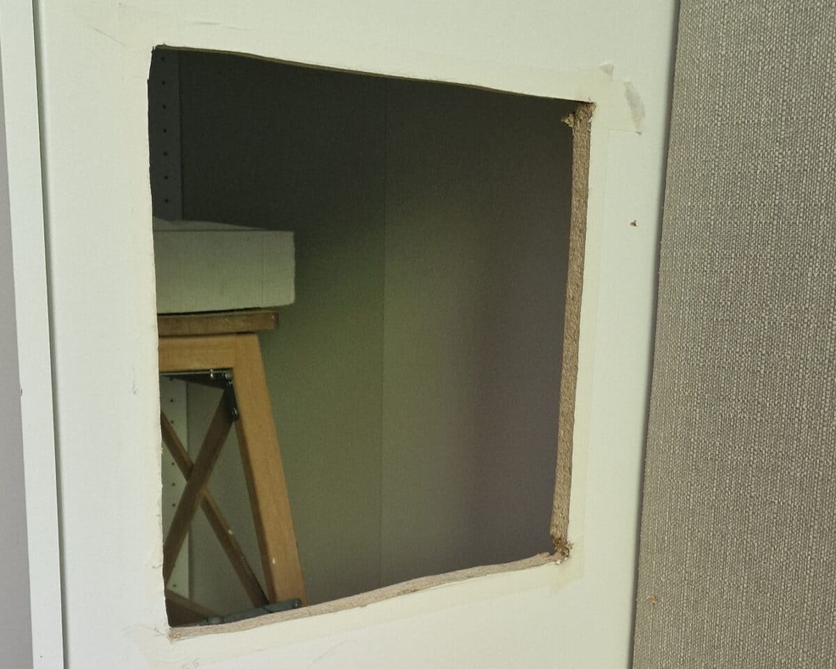 This Clever PAX Wardrobe Hack Solves a Classic Small Bedroom Dilemma 11 PAX wardrobe frame cut to fit EKET shelf unit