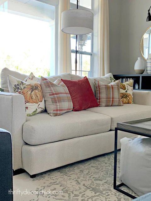 DIY fall plaid throw pillows