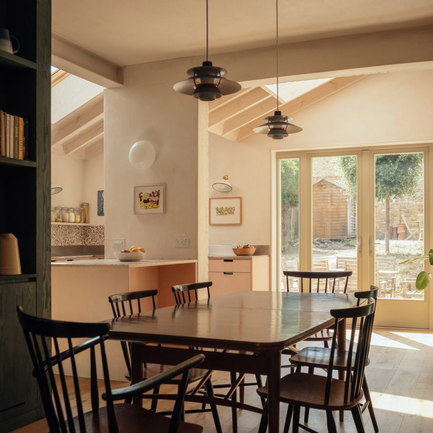 Dining space interior at Twin Pitches by Atelier Baulier