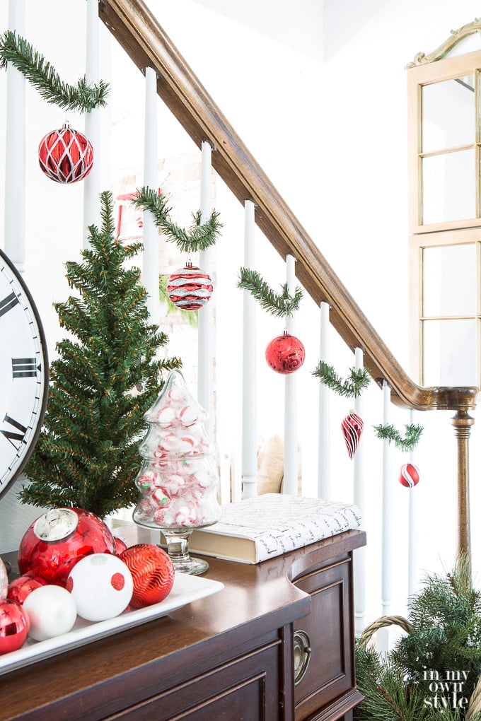 Creative ways to decorate a staircase for Christmas.