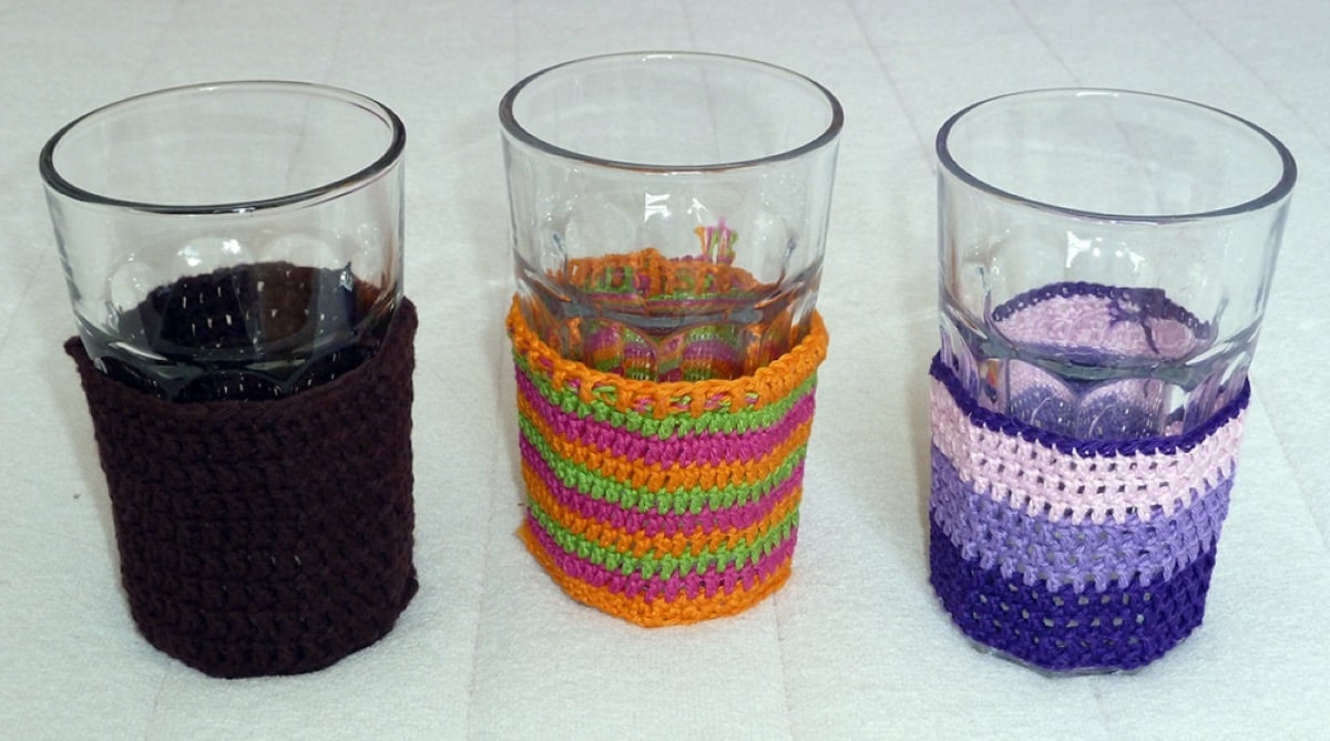 crochet glass sleeve