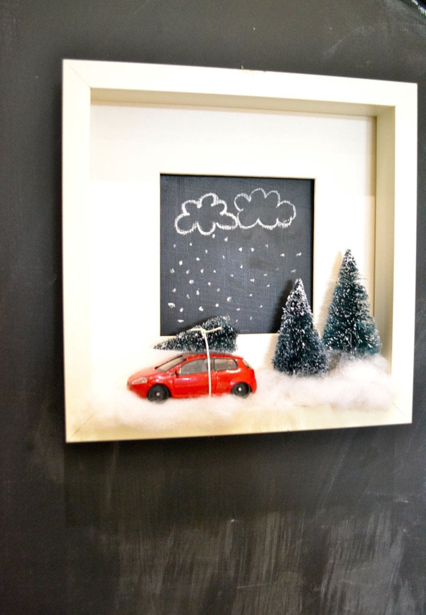 winter vignette in RIBBA picture frame 
