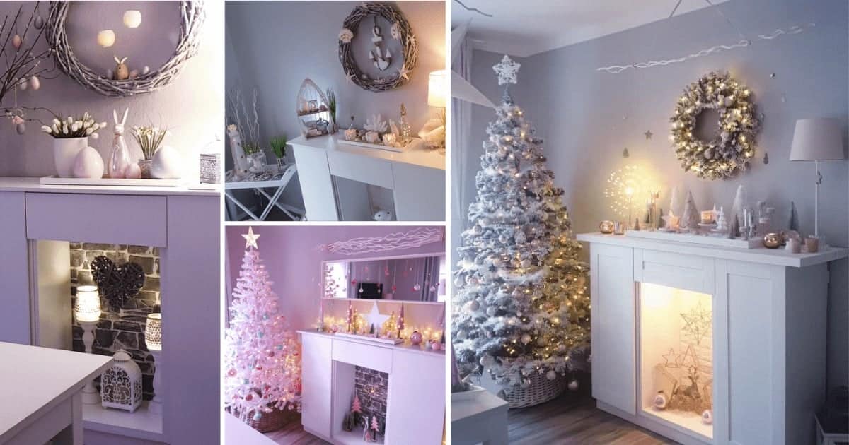 faux fireplace with IKEA kitchen cabinets