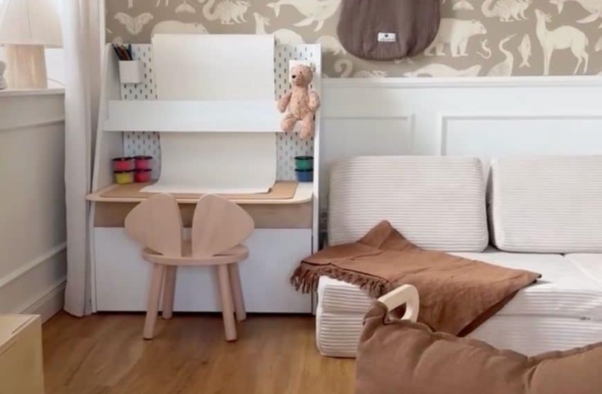 kids art desk station made from the ikea bergig book display unit