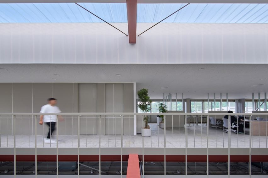 Skylight running along length of office building