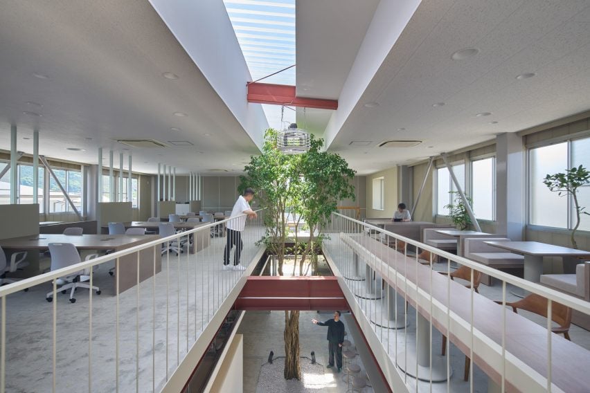 Central atrium connecting office floors